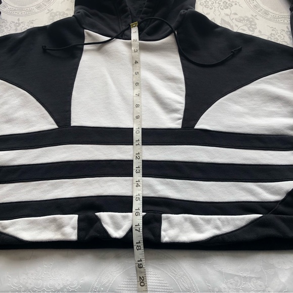 Adidas Jumbo Black/White Logo Cropped Sweatshirt Hoodie Women’s Juniors Size M - Picture 10 of 16